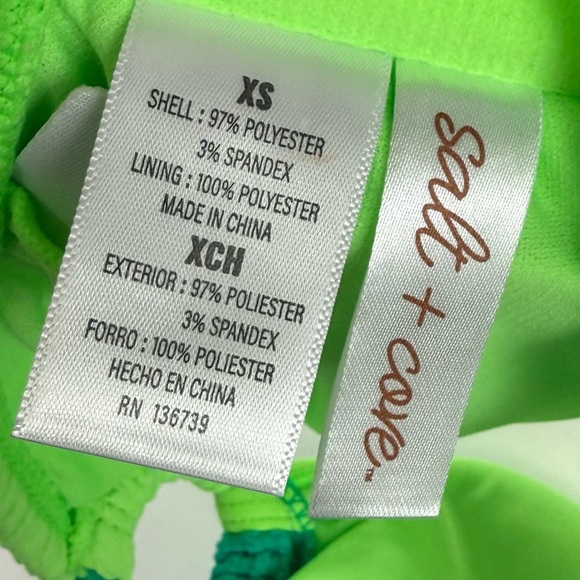 Salt + Cove Bikini Top Juniors Size XS Green Colorblock NWT - Picture 6 of 8